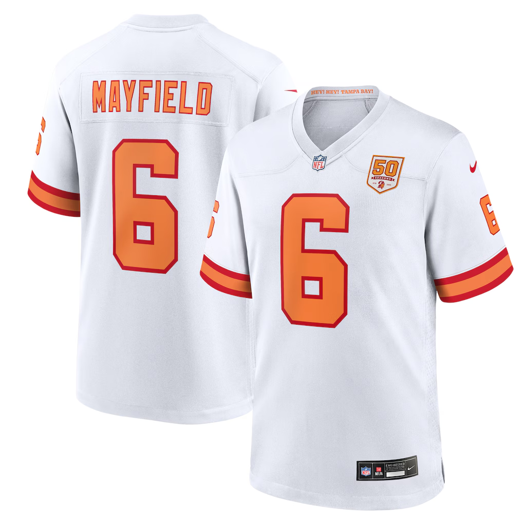 Men's Baker Mayfield White '76 Tampa Bay Buccaneers 50th Season Jersey
