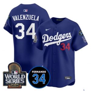 dodgers blue WS #34 jersey